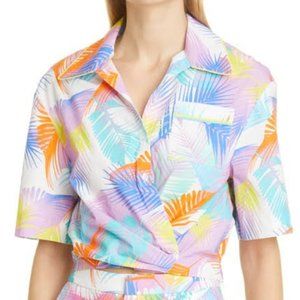 REVOLVE Le Superbe Extra Camp Shirt Women's Size 0 Tropical Desert Palm Brights